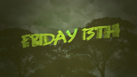 viernes 13 con bosque místico en la noche