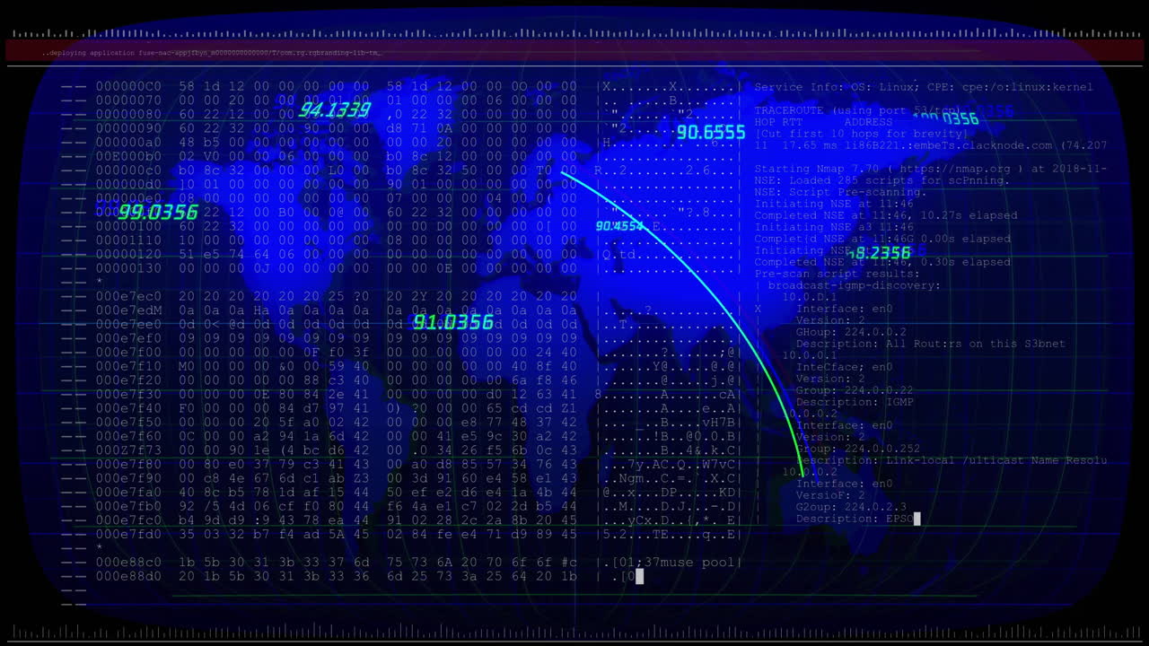 세계 지도 배경에 대한 금융 데이터 및 주식 시장 분석 애니메이션