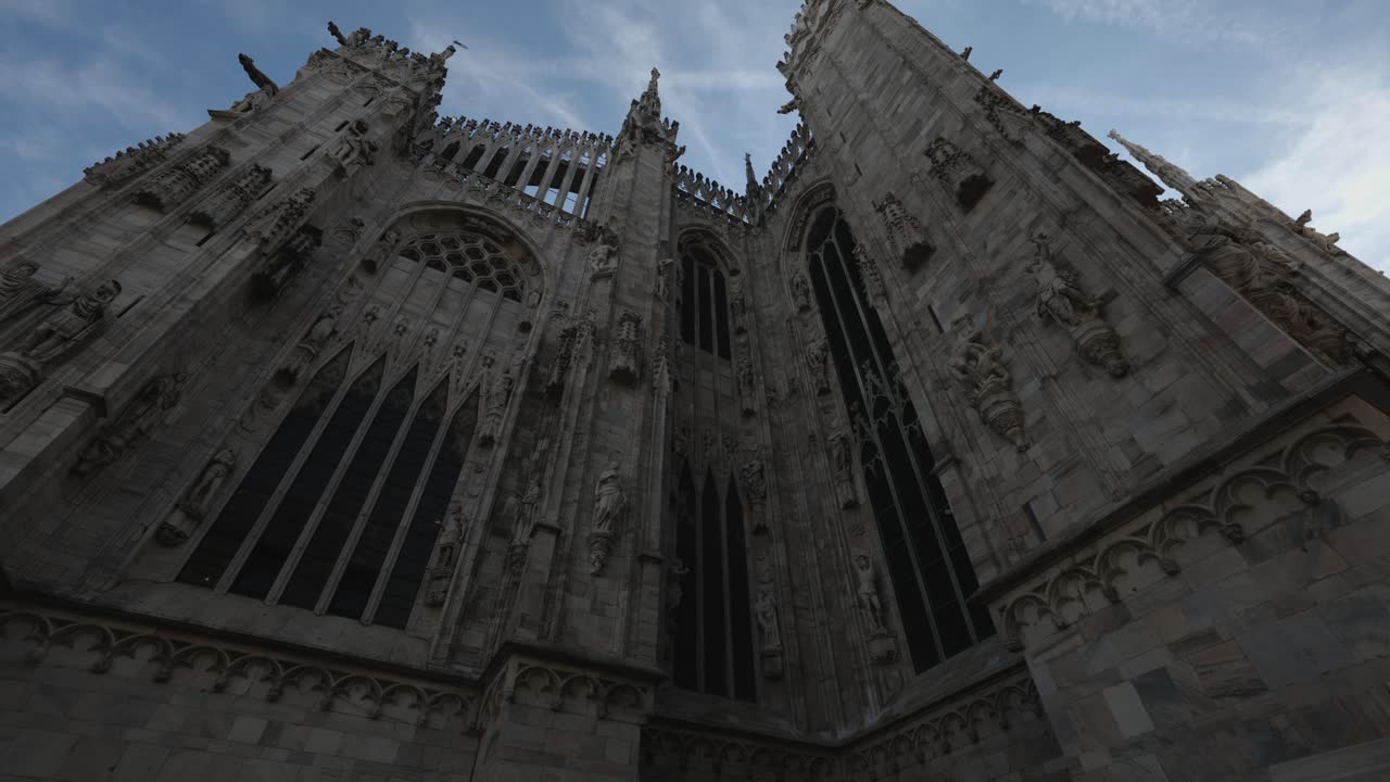 View of Milan Cathedral, filmed with gimbal