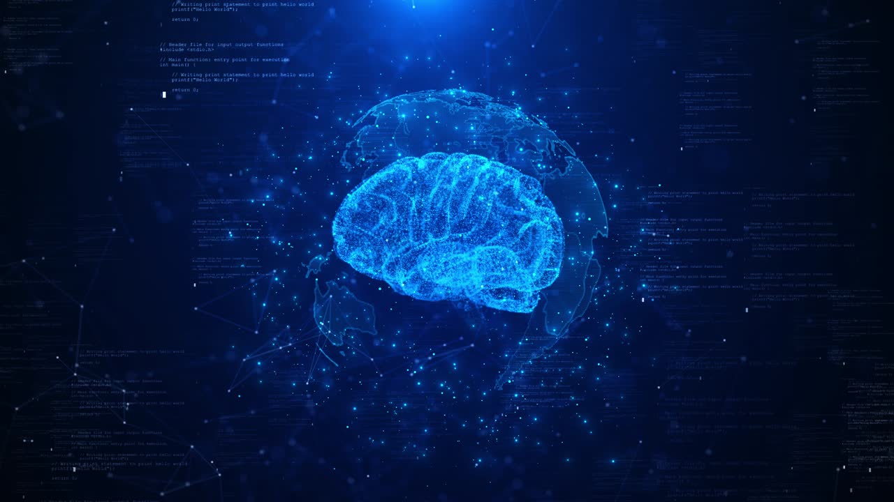 Digital brain technology artificial intelligence ai hud concept hologram brain circuit board