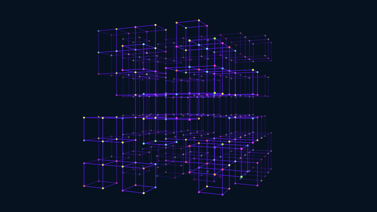 cubo 3d colorido hecho de líneas que se cruzan