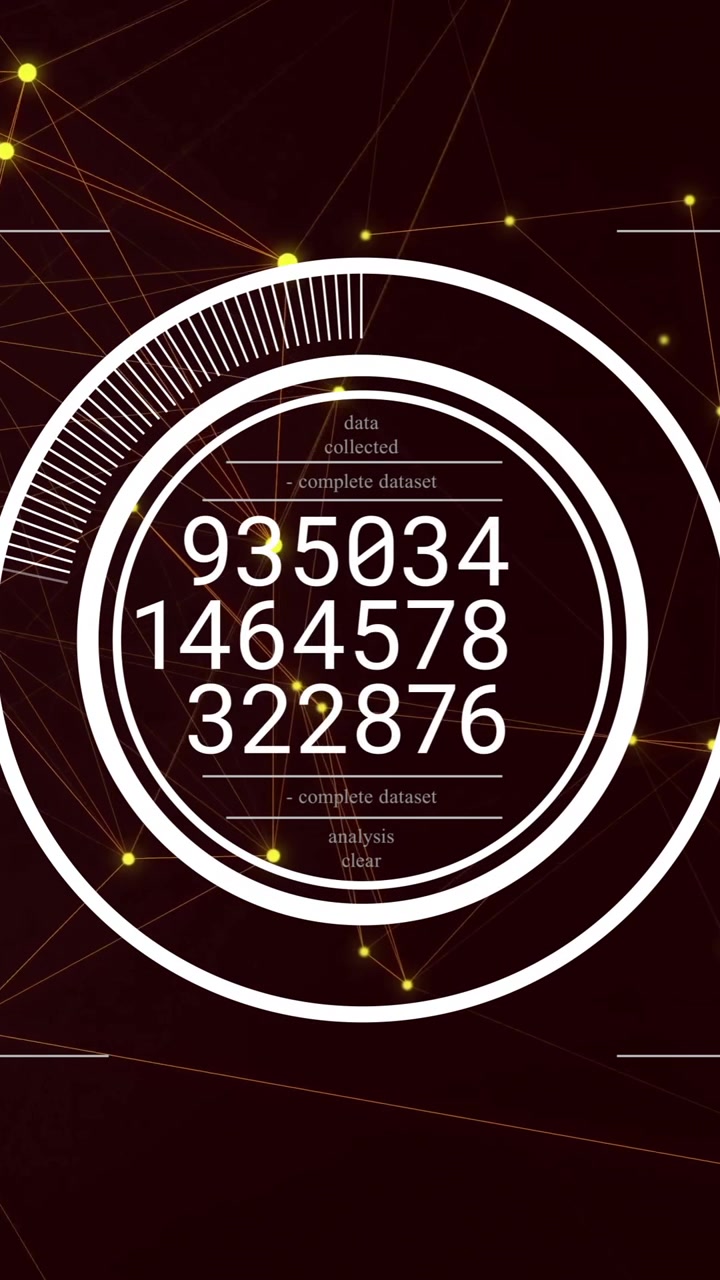 Animation of financial data processing over dark background