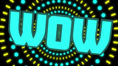 animación de texto wow sobre formas en movimiento sobre fondo negro