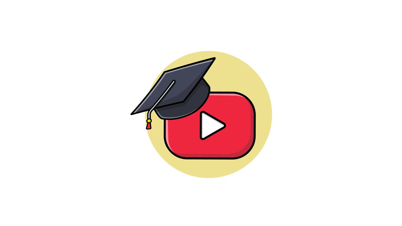 Ikona przycisku odtwarzania YouTube z ilustracją dyplomową