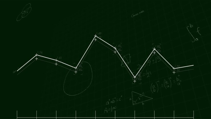 Animation of graph over mathematical equations on black background