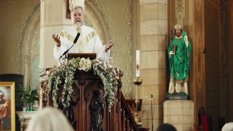 religion, priest and sermon in church for faith