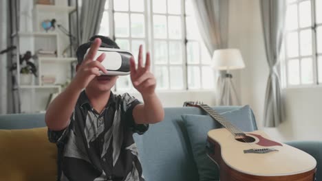 teenager experiencing vr technology at home