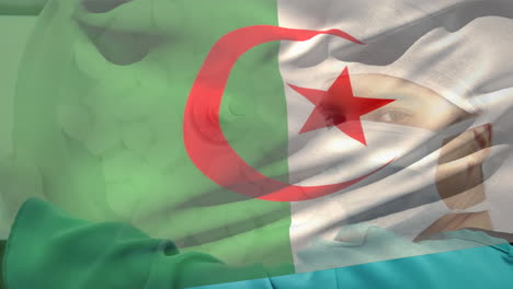algeria flags wave with a healthcare and medical concept.