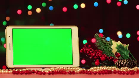 salvapantallas de video de navidad - tableta con llave chroma y línea verde.