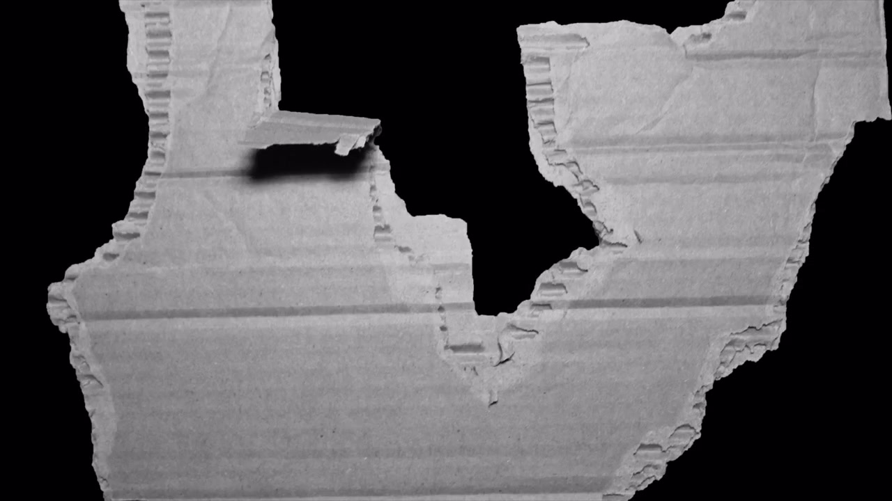 Corrugated Cardboard Tearing and Ripping Transition with Alpha Channel