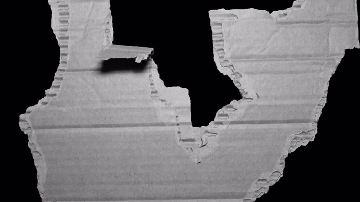 Corrugated Cardboard Tearing and Ripping Transition with Alpha Channel