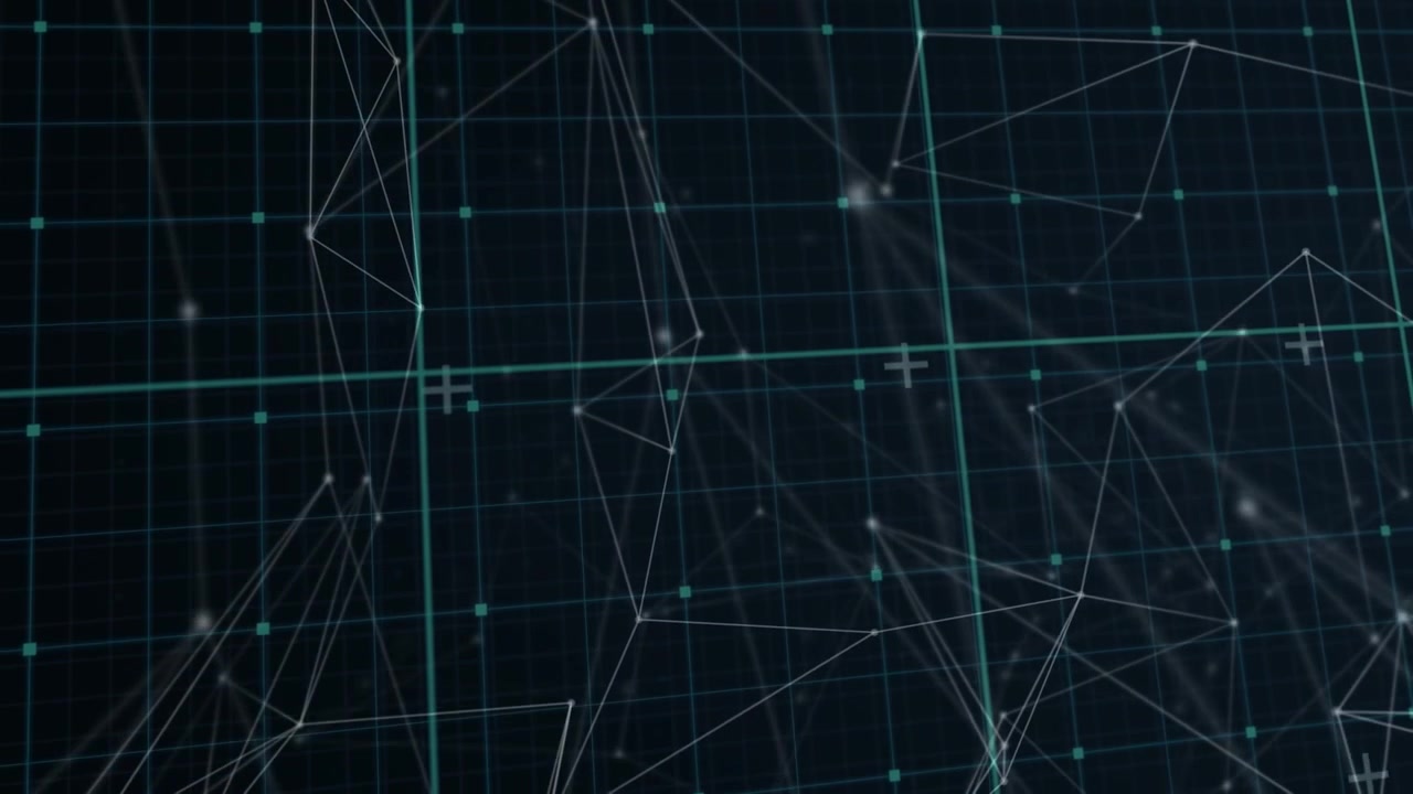 Animation of network of connections in digital blue and black space