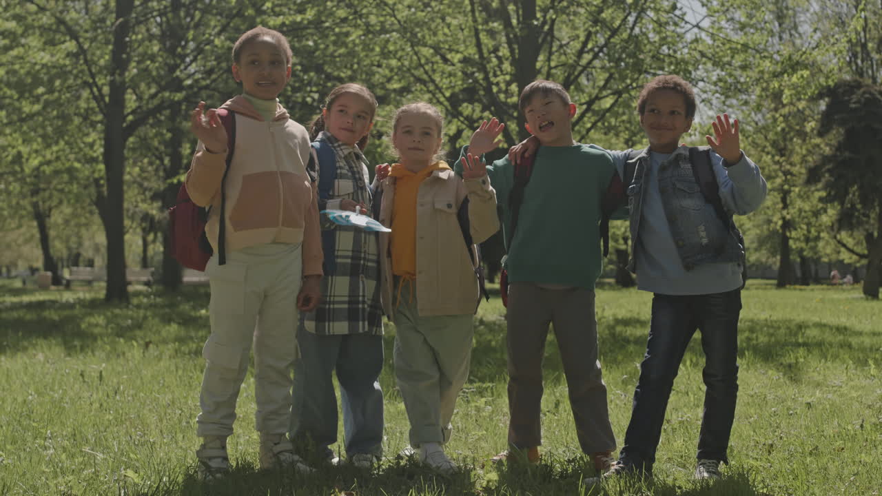 Group of diverse children outdoors