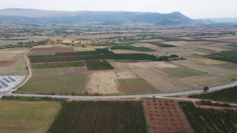 Aufschlussreicher-Drohnen-4K-Clip-über-Die-Landschaft-Und-Weinberge-In-Der-Nähe-Des-Dorfes-Choristi,-In-Drama,-Griechenland