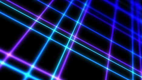 bright technology of blue neon lines. business concept. 3d rendering of rotating squares crossing on black background. loop animation.