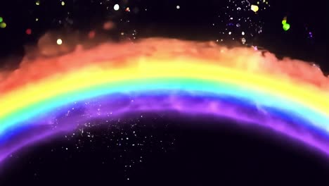 humo de arco iris colorido y chispas