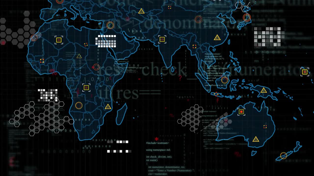 Al cargar, contorno del mapamundi expandiéndose, cuadrícula hexagonal cambiando, puntos de datos difuminándose para la monitorización en directo