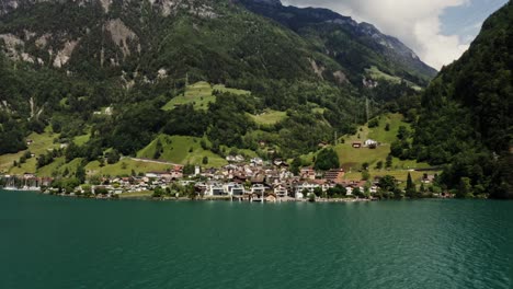 swiss alpine village by the lake