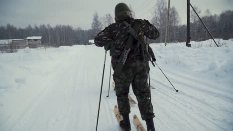 soldiers ski patrol in winter