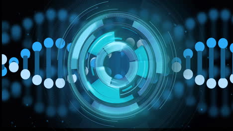 animation of futuristic digital interface with rotating blue circles in school