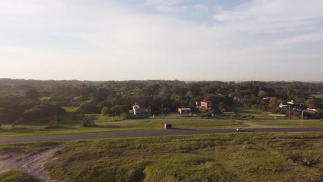 rural road at sunset, mar del plata in argentine