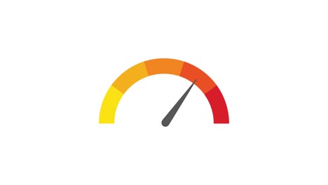 medidor de temperatura redondo, aislado sobre un fondo blanco. escala de medición de semicírculo de color. gráficos de movimiento