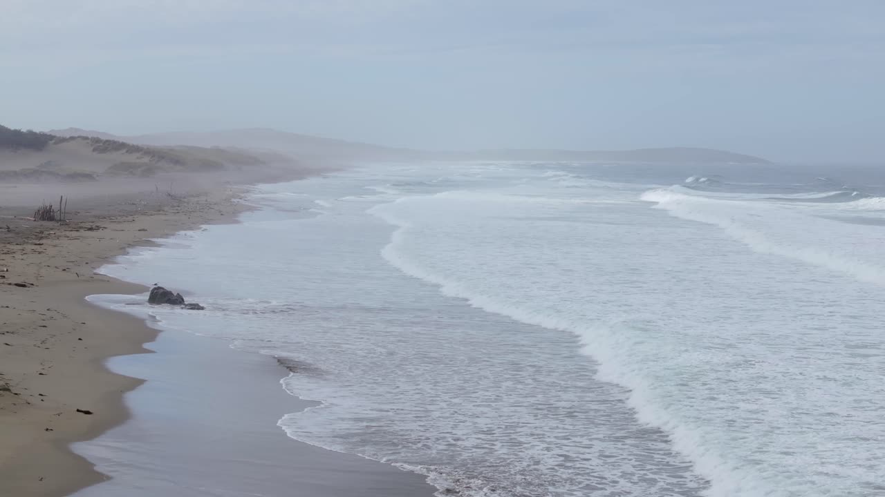 Waves on California Coast, misty and serene seascape view