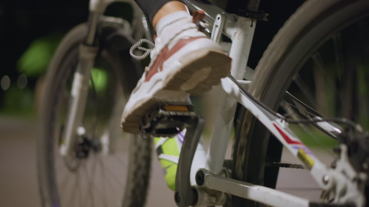 Shoe Pedal Action, Close View Of Shoe Applying Force, Detailed Shot Capturing Shoe Pressing Pedal At Night, Intimate Scene Of Shoe Pressing Pedal Amidst Gritty Urban Setting During Evening