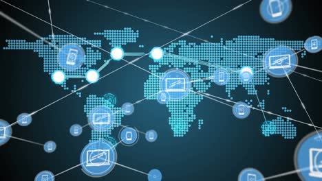 animation of world map with networks of connections