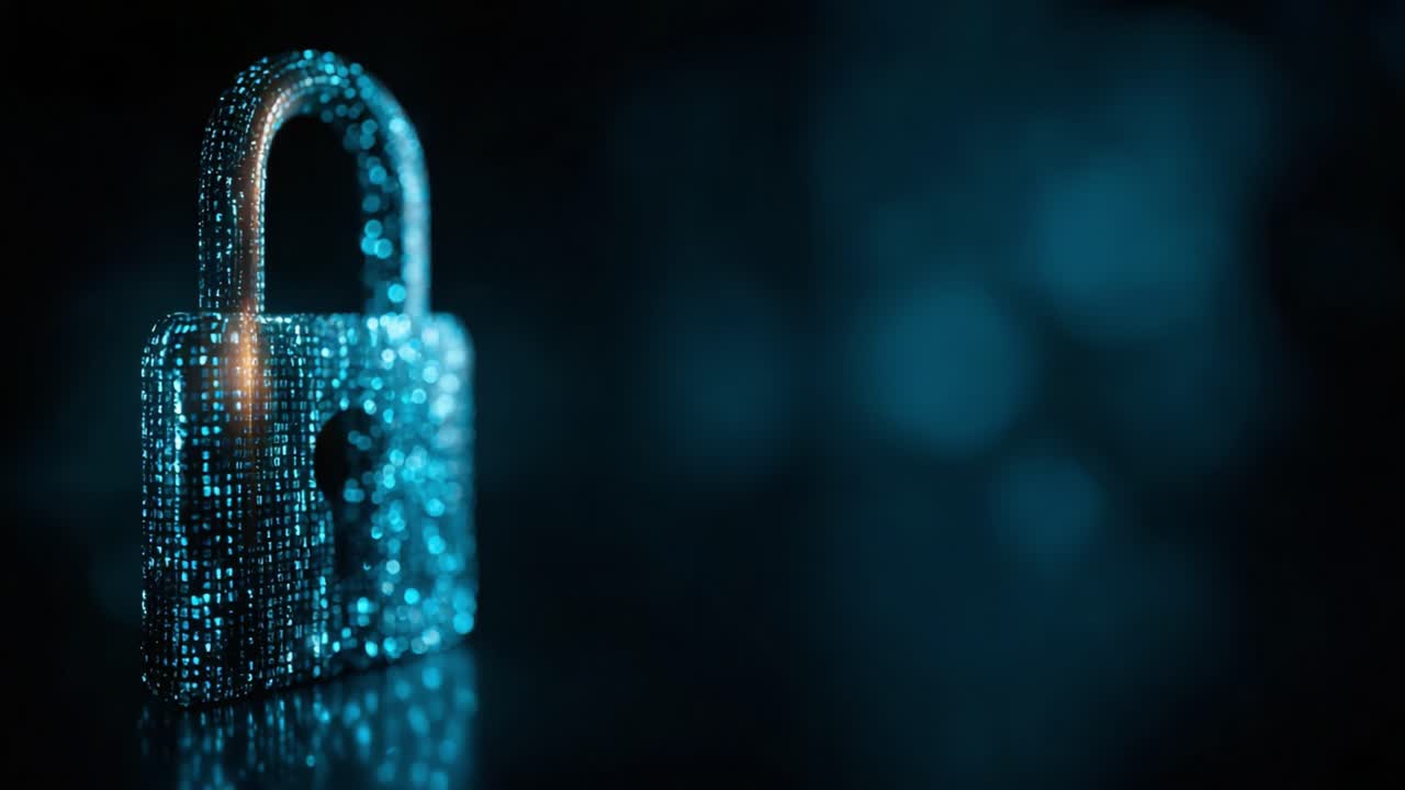 A Visually Striking Digital Representation of a Lock Symbolizing Security and Data Protection in a Futuristic Context