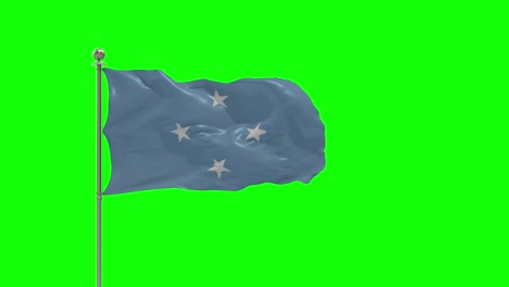 micronesia ilustración en 3d de la bandera ondeando en un poste con llave de croma