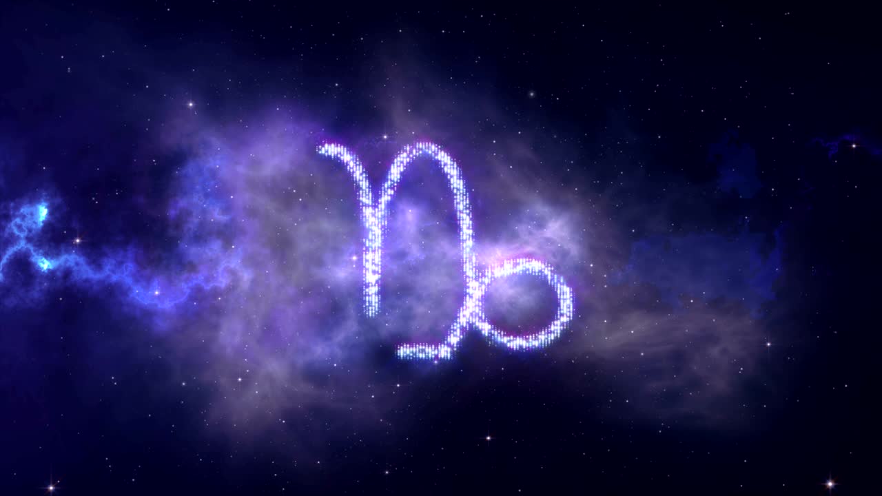 조디악 기호는 우주 배경으로 별에서 형성되는 염소자리입니다.