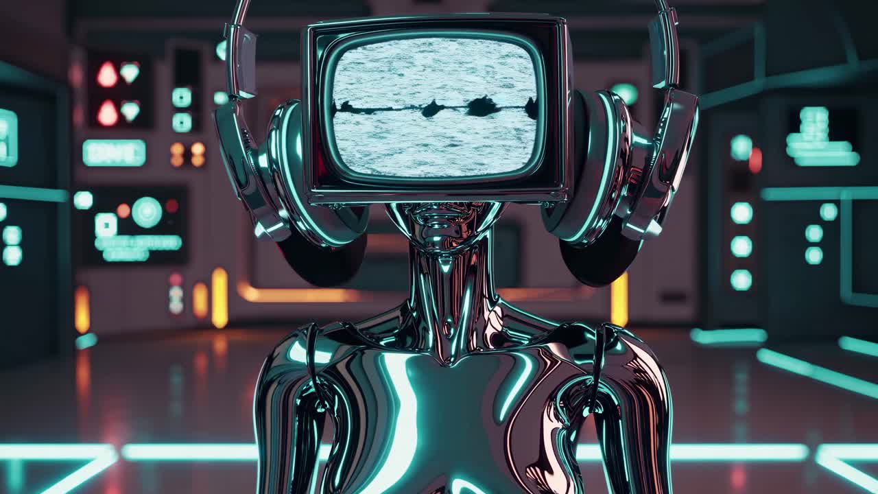 Retro Futuristic Robot with TV Head