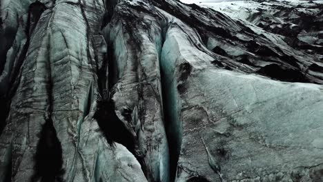 aerial view of sólheimajökull glacier texture, iceland, in summer