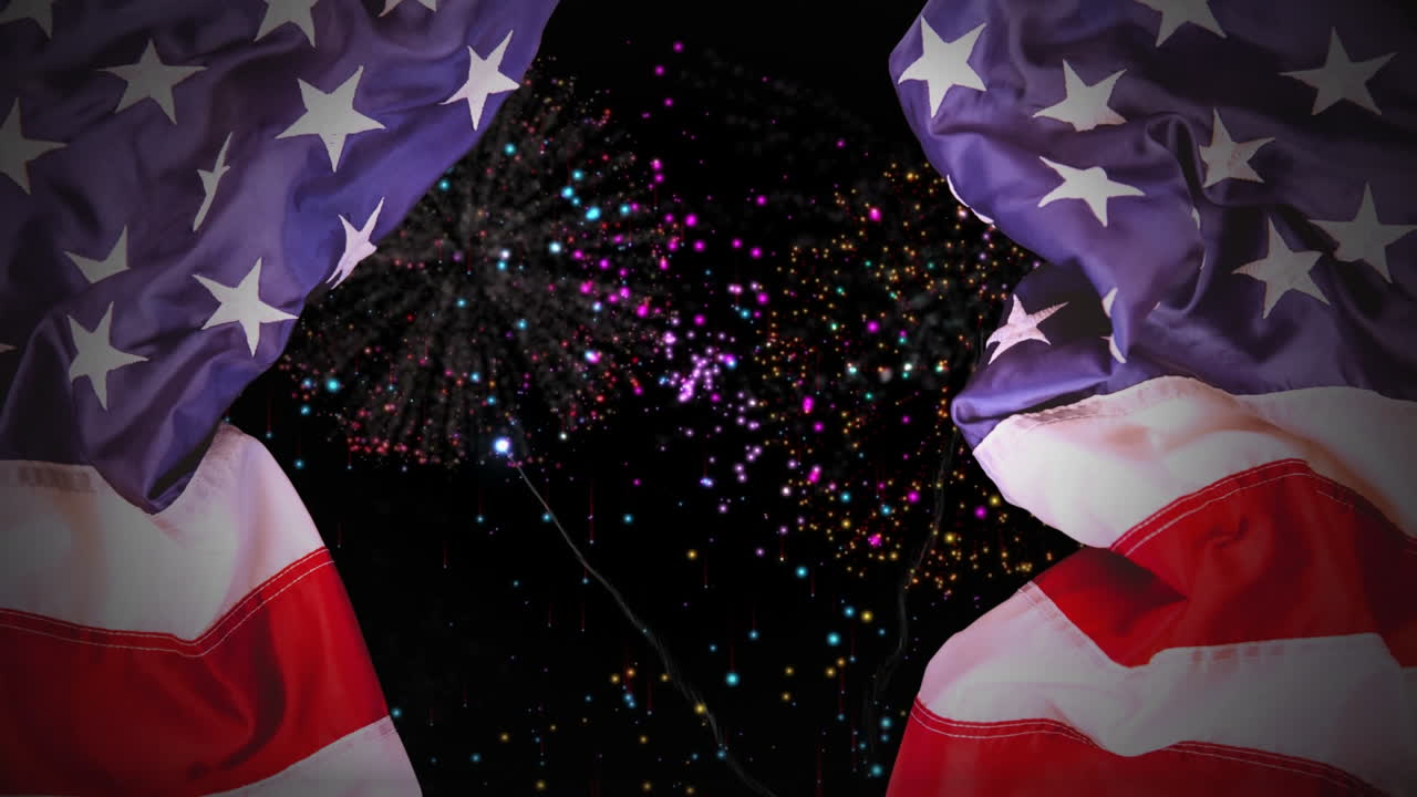 animación digital de fuegos artificiales en el cielo por la noche 4k