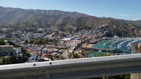 driving down mountain road looking to the side overlooking catalina harbor