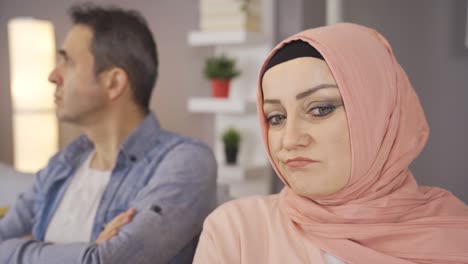 the muslim couple is offended and unhappy with each other.