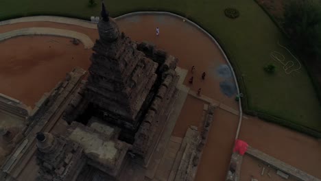 Luftaufnahmen-Des-Mamallapuram-Shore-Temple,-Aufgenommen-Mit-Einer-Phantom-4-Pro-4K-Drohne