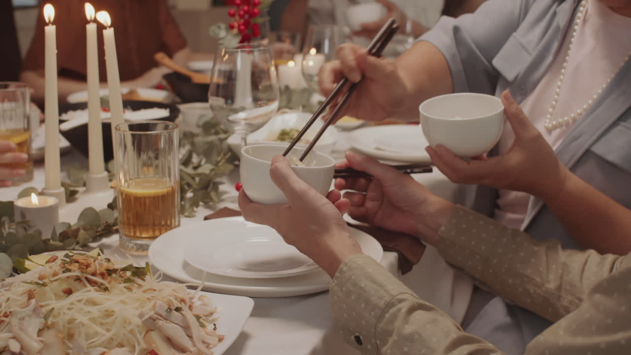 Family Eating at Christmas Table