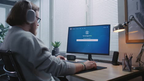 Person Working on Computer with Image Editing Software