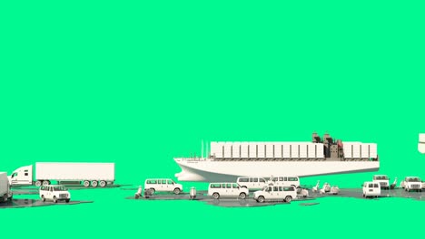 red logística global conjunto de iconos de ilustración isométrica de carga aérea transporte ferroviario transporte marítimo vehículos de entrega a tiempo diseñados para transportar grandes cargas animación de renderización 3d