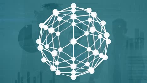 animación de datos y conexiones sobre médicos caucásicos hablando
