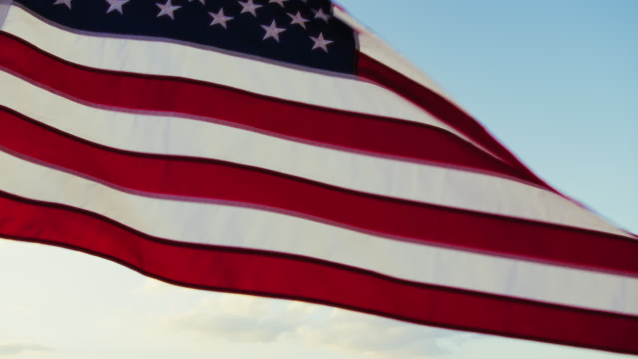 United States Of America Flag Waving During Memorial Day Celebration