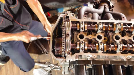 car engine repair in progress