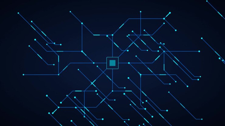 Animazione di circuito stampato digitale con flusso di dati