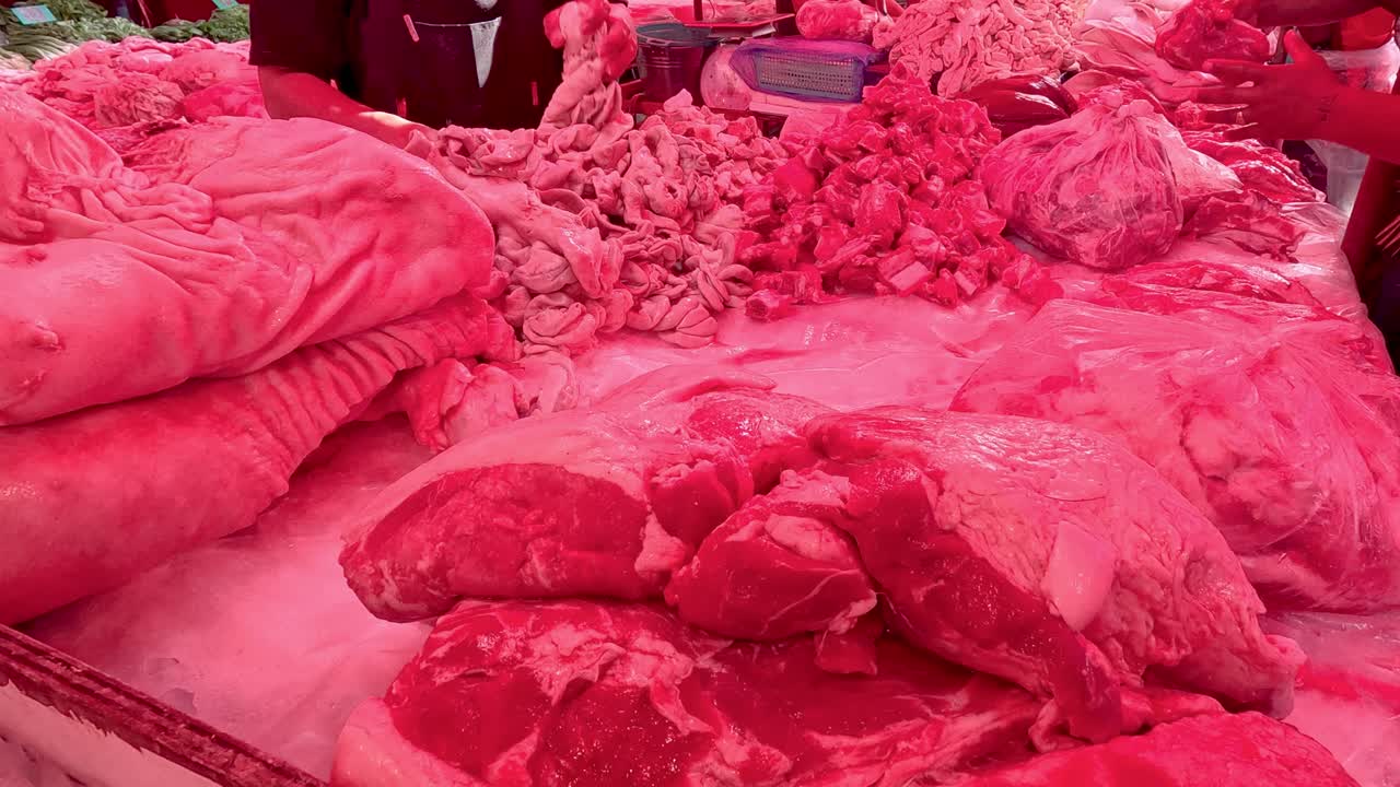 Sequence of meat being processed at a butchery