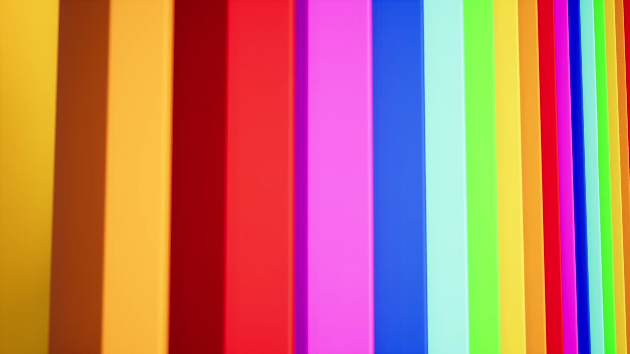 무지개 색의 미로: 다채로운 벽으로 분리된 다중 경로 영상; 화려한 통로와 함께 추상적인 미로; 다채로운 차선과 함께 파동 된 배경