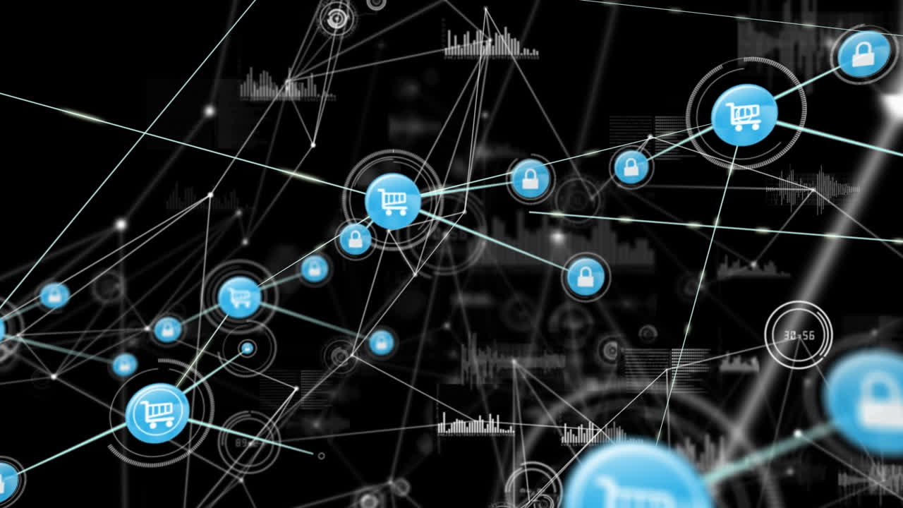 animación de la red de conexiones sobre un fondo oscuro