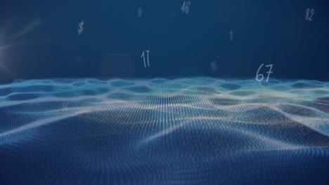 animación de números y puntos sobre fondo azul