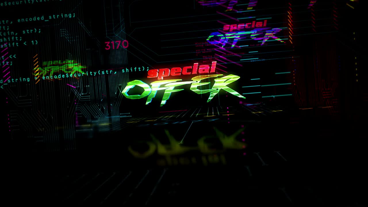 Cyberpunk style intro with Special offer theme